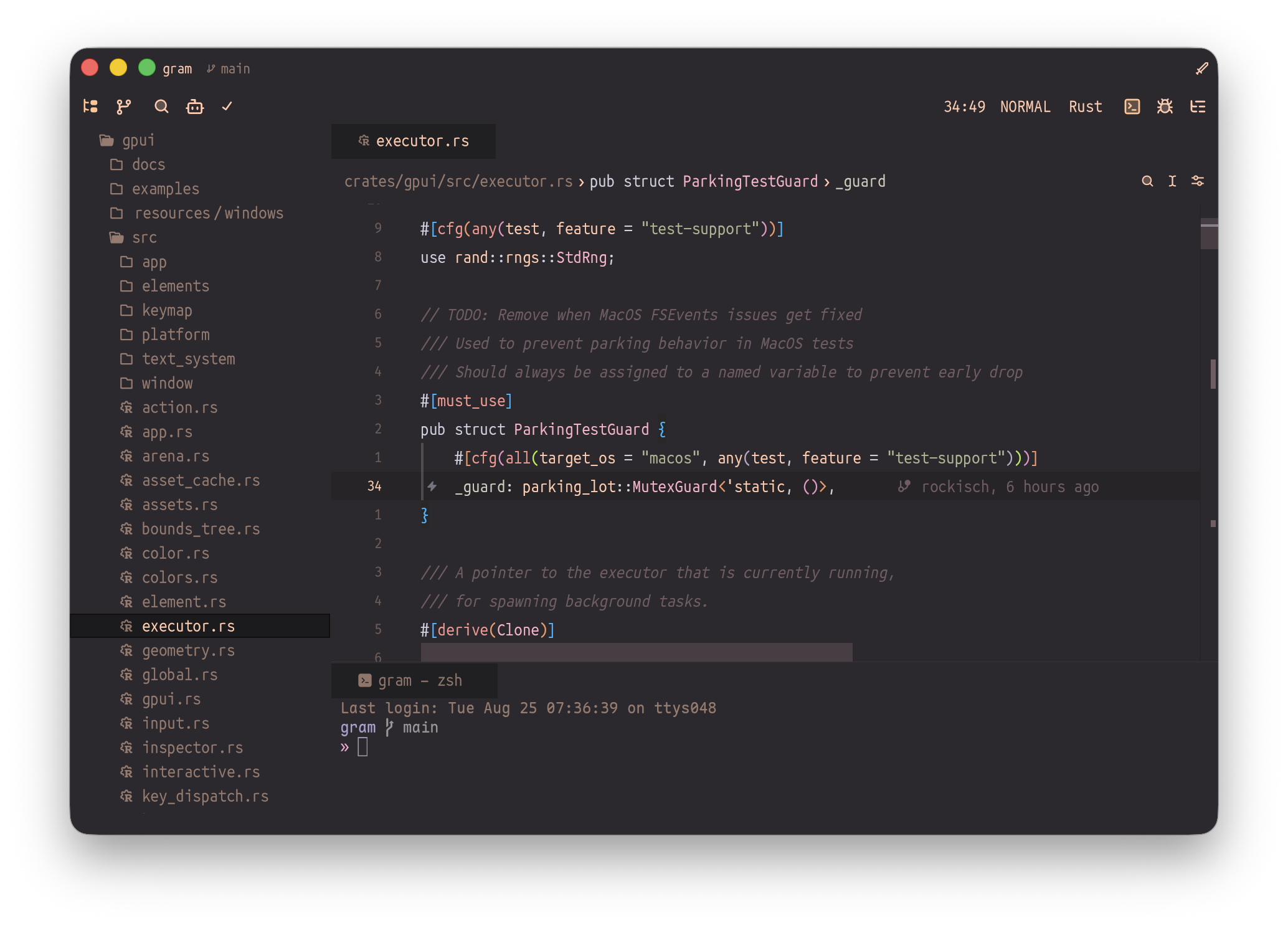 Screenshot of the Gram editor using the Ferra theme